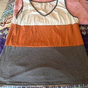 SHEIN White, Orange & Gray Colorblock Tank Top
